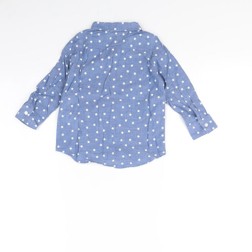 H&M Girls Blue Spotted  Basic Button-Up Size 2 Years