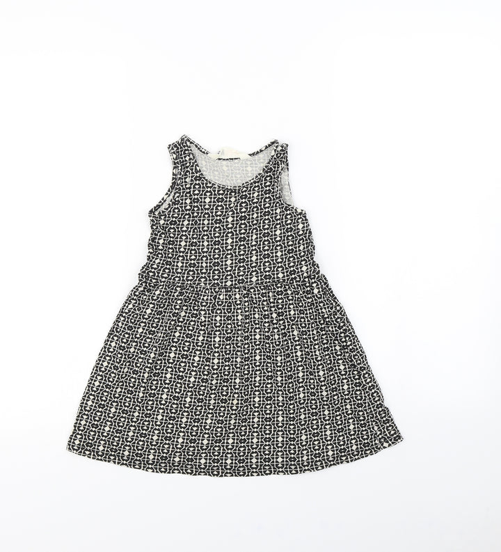 H&M Girls Black Geometric Fit & Flare Size 2 Years