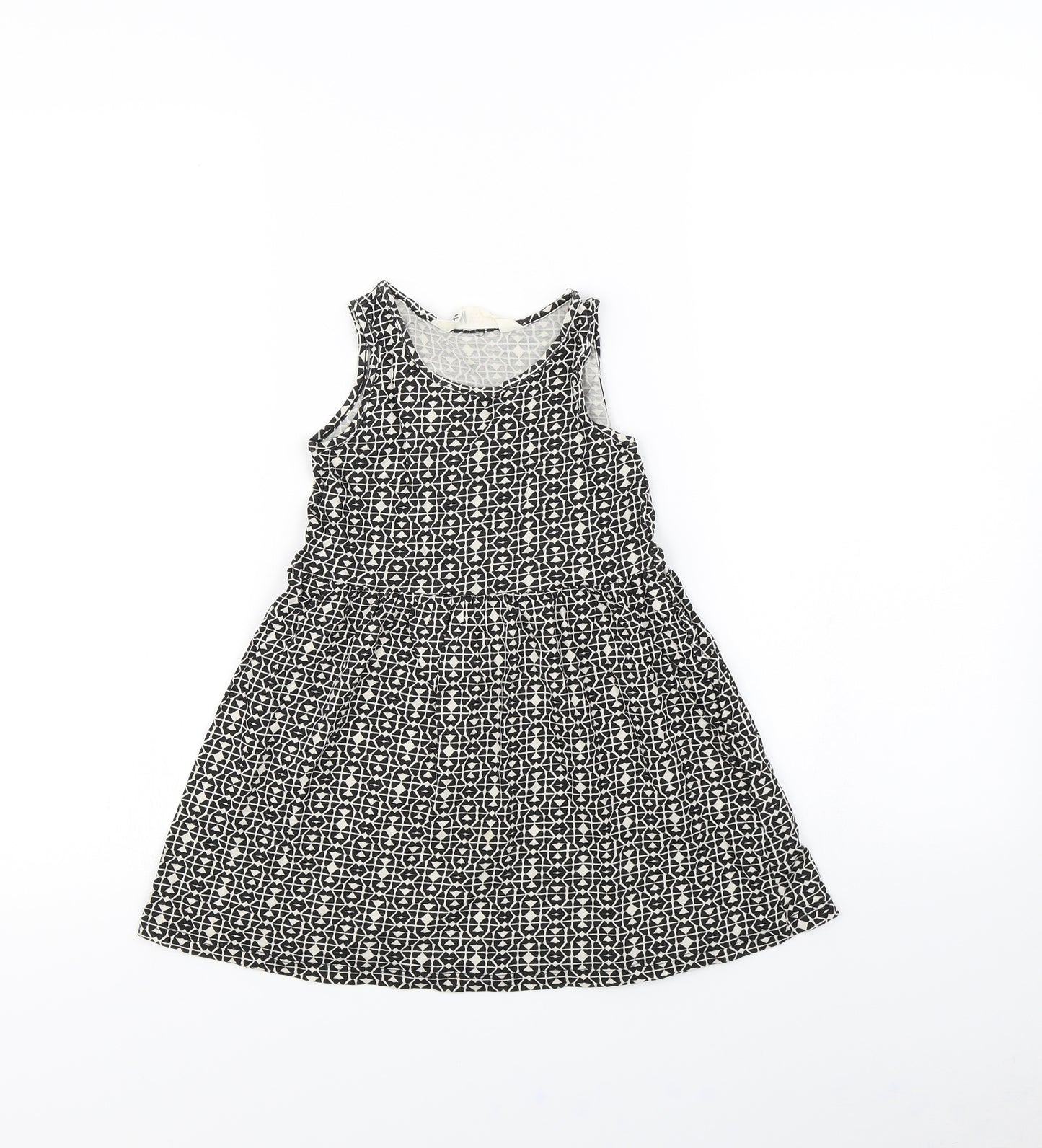 H&M Girls Black Geometric  Fit & Flare  Size 2 Years