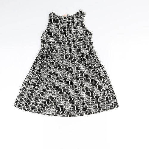 H&M Girls Black Geometric  Fit & Flare  Size 2 Years
