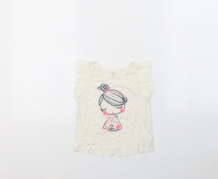 Gap Girls White   Basic T-Shirt Size 3 Years