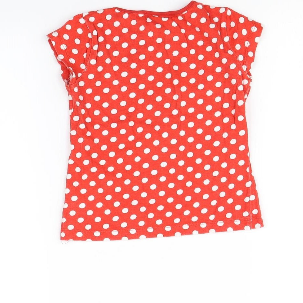 NOVA Girls Red Polka Dot  Basic T-Shirt Size 4 Years