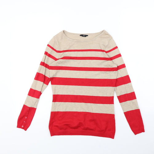 M&Co Womens Beige Striped  Pullover Jumper Size 8