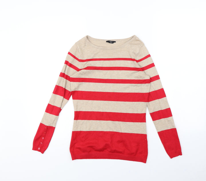 M&Co Womens Beige Striped  Pullover Jumper Size 8