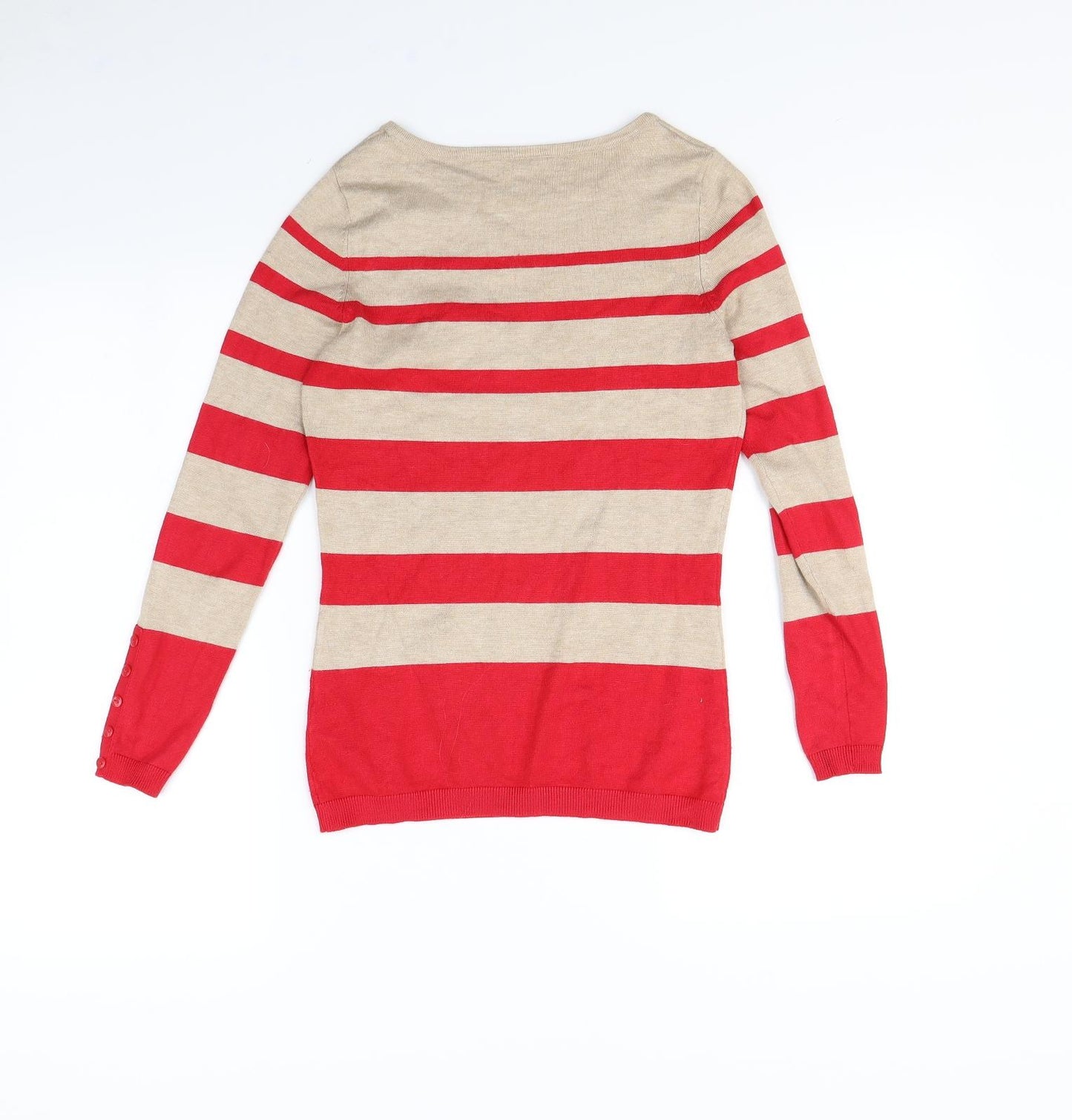 M&Co Womens Beige Striped  Pullover Jumper Size 8