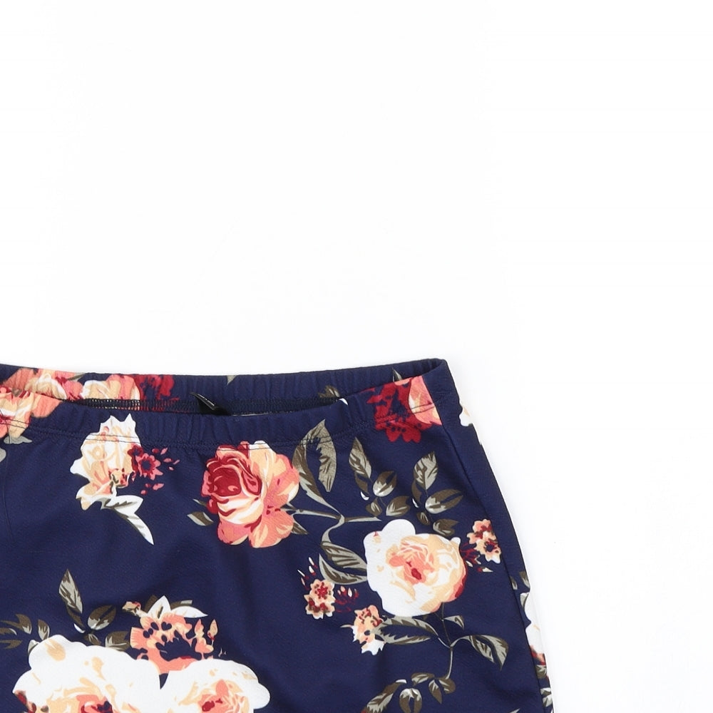 SheIn Womens Blue Floral  Mini Skirt Size M