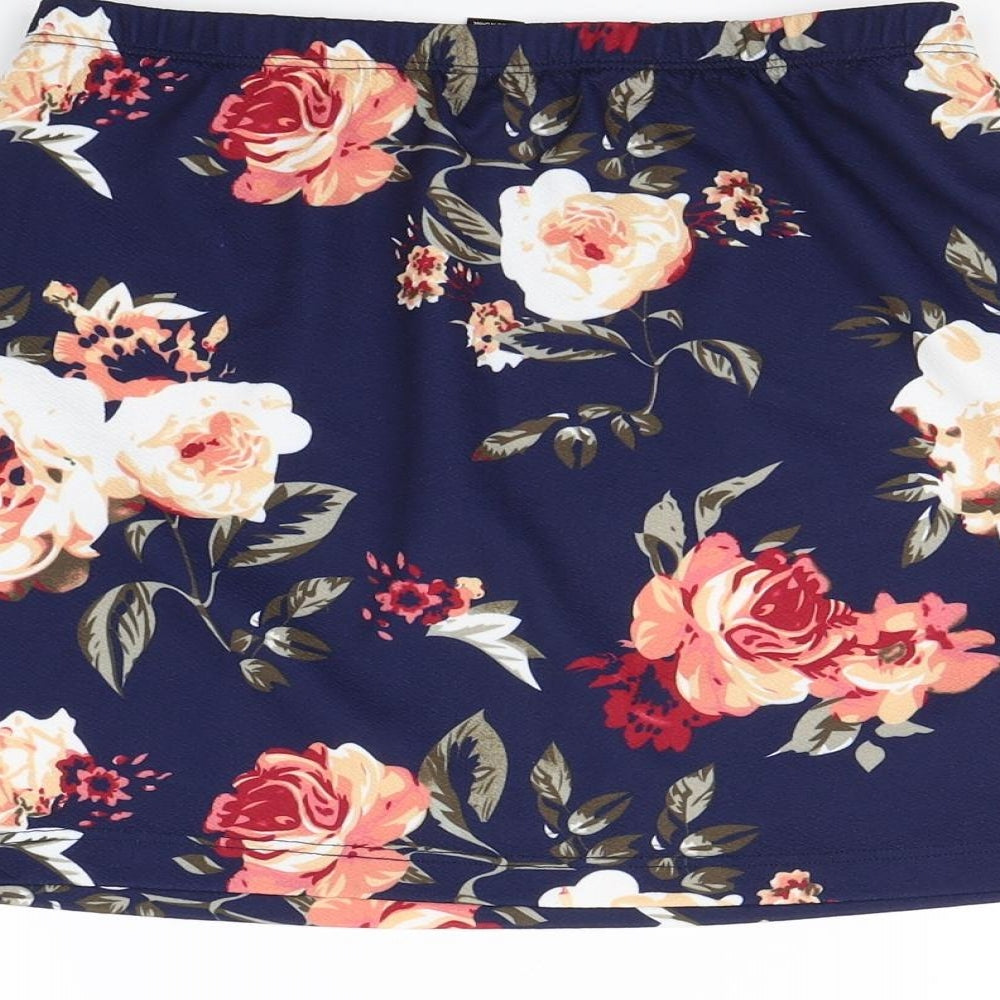 SheIn Womens Blue Floral  Mini Skirt Size M