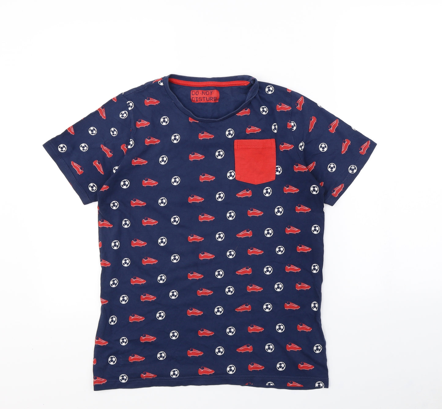 m&s Boys Blue Spotted  Basic T-Shirt Size 13 Years  - Football
