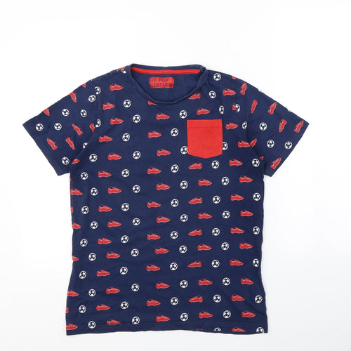 m&s Boys Blue Spotted  Basic T-Shirt Size 13 Years  - Football