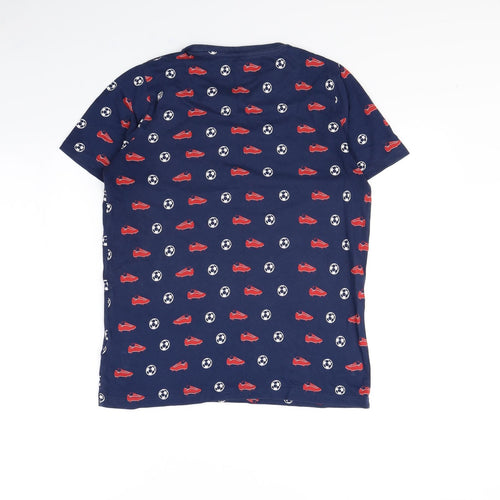 m&s Boys Blue Spotted  Basic T-Shirt Size 13 Years  - Football