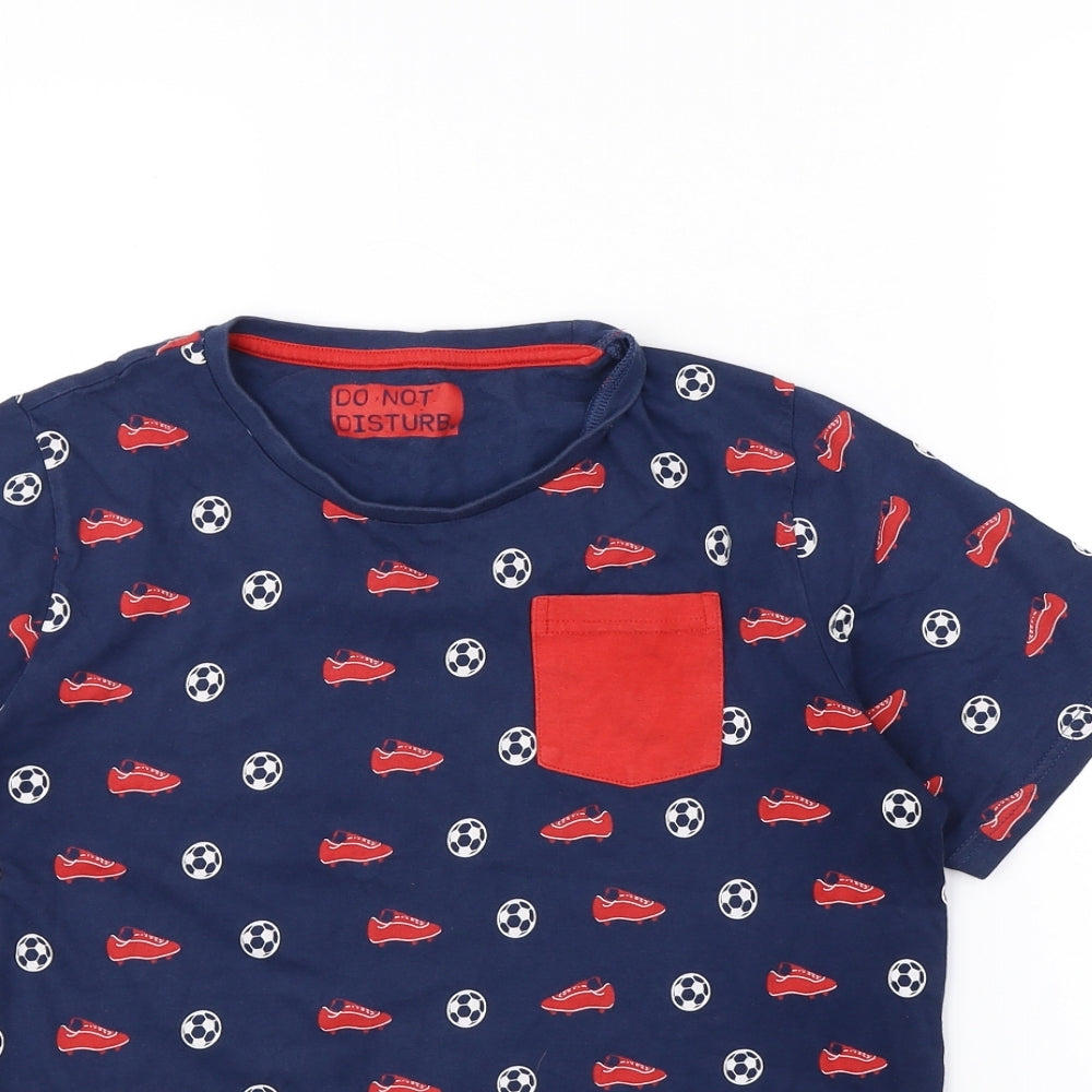 m&s Boys Blue Spotted  Basic T-Shirt Size 13 Years  - Football