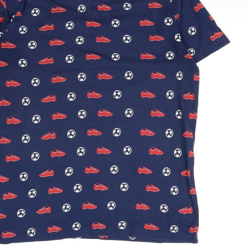 m&s Boys Blue Spotted  Basic T-Shirt Size 13 Years  - Football