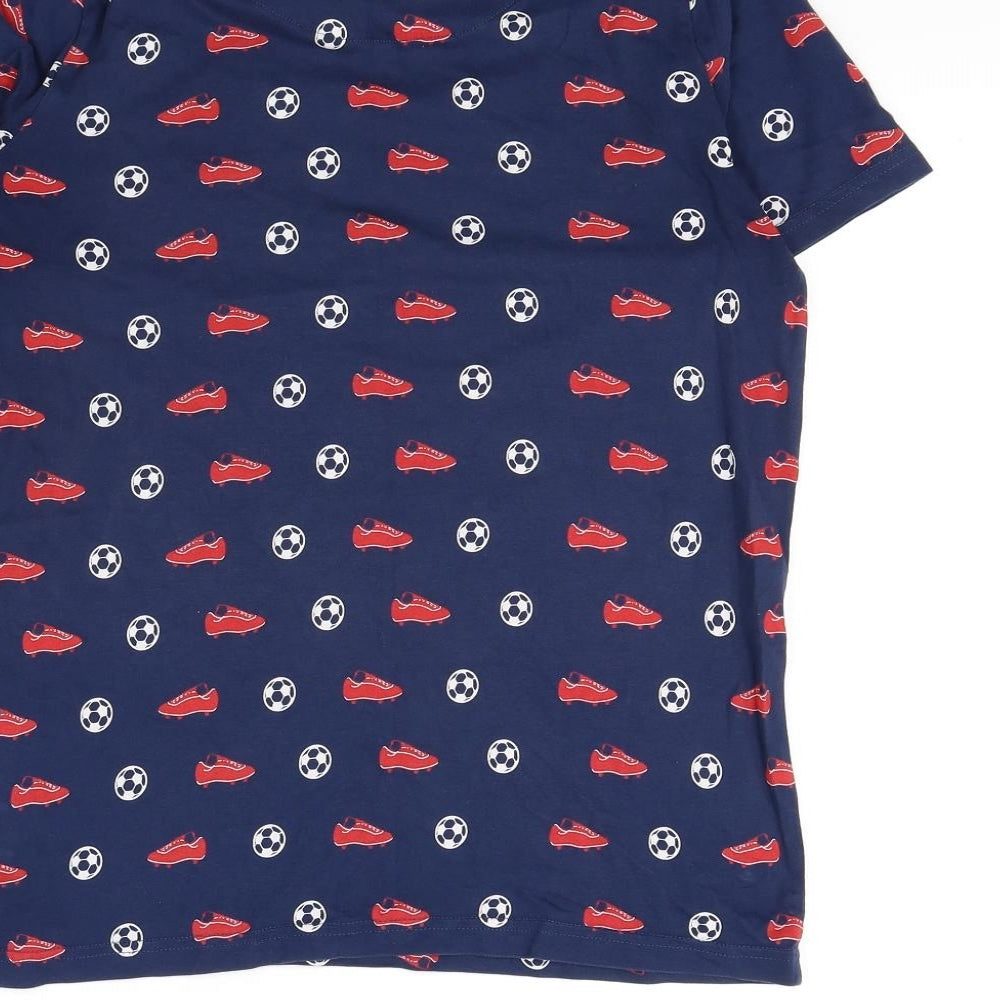 m&s Boys Blue Spotted  Basic T-Shirt Size 13 Years  - Football