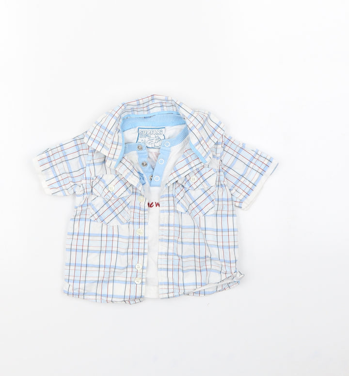 SURFARI Boys Blue Check  Pullover Jumper Size 6-9 Months