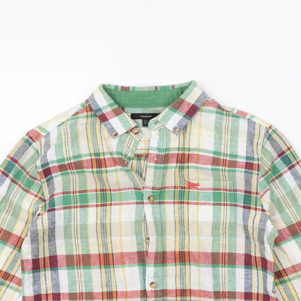 Autograph Boys Multicoloured Check  Basic Button-Up Size 11 Years