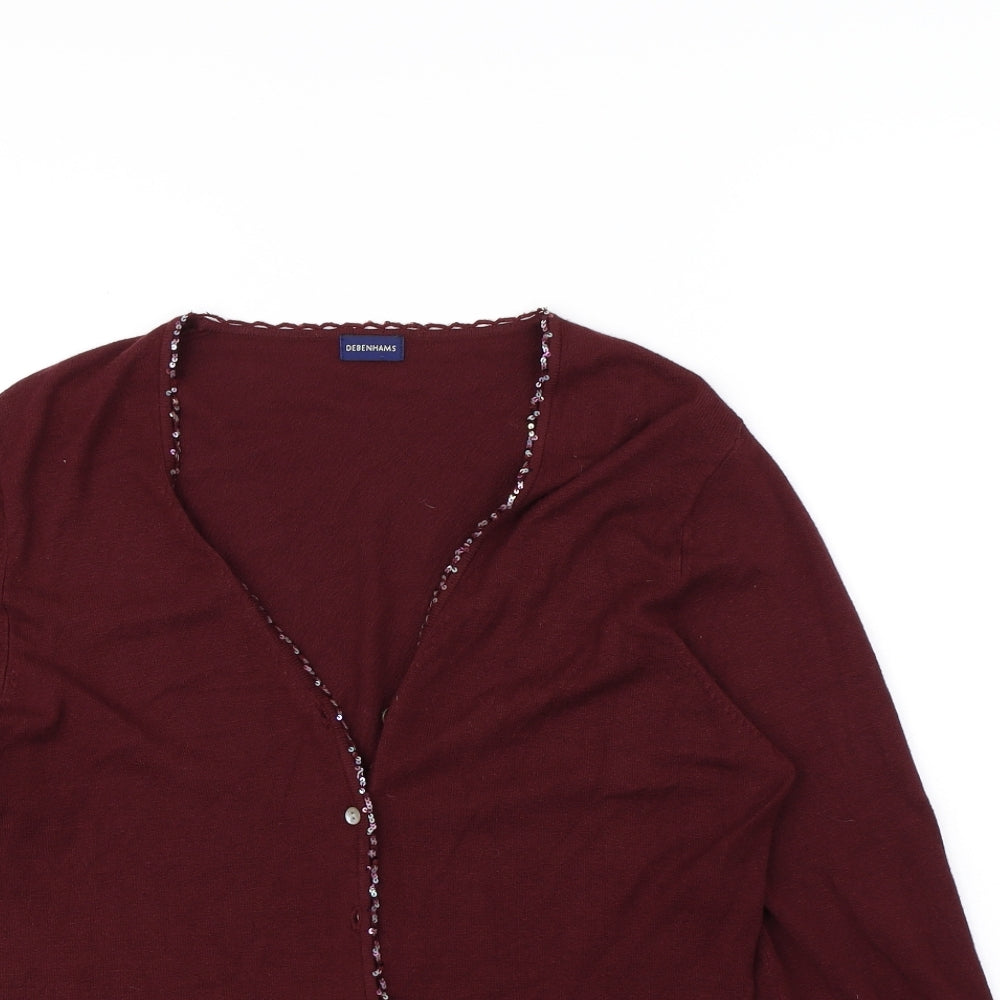 Debenhams Womens Red   Cardigan Jumper Size 16