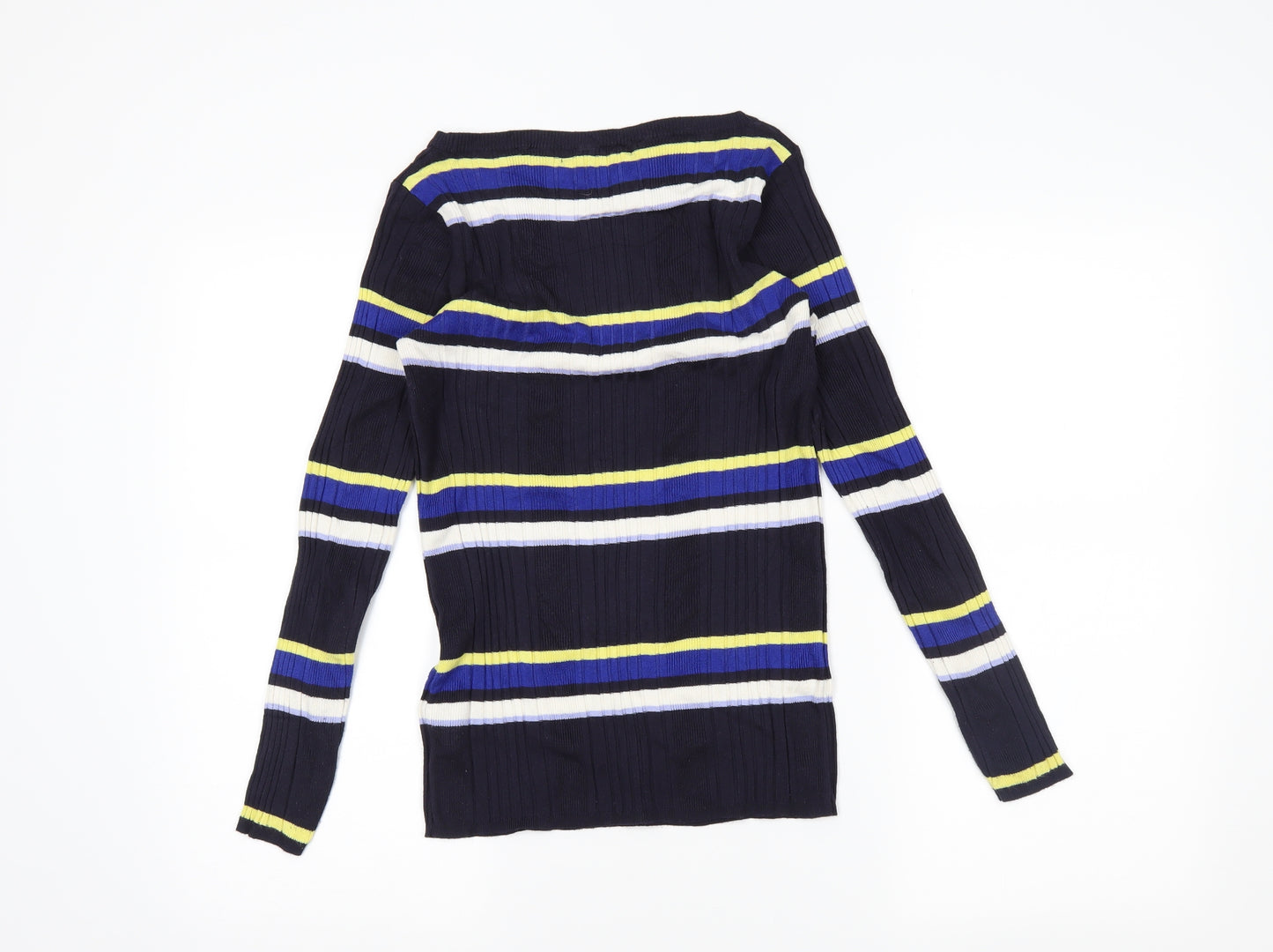 M&S Womens Black Striped  Pullover Jumper Size 12
