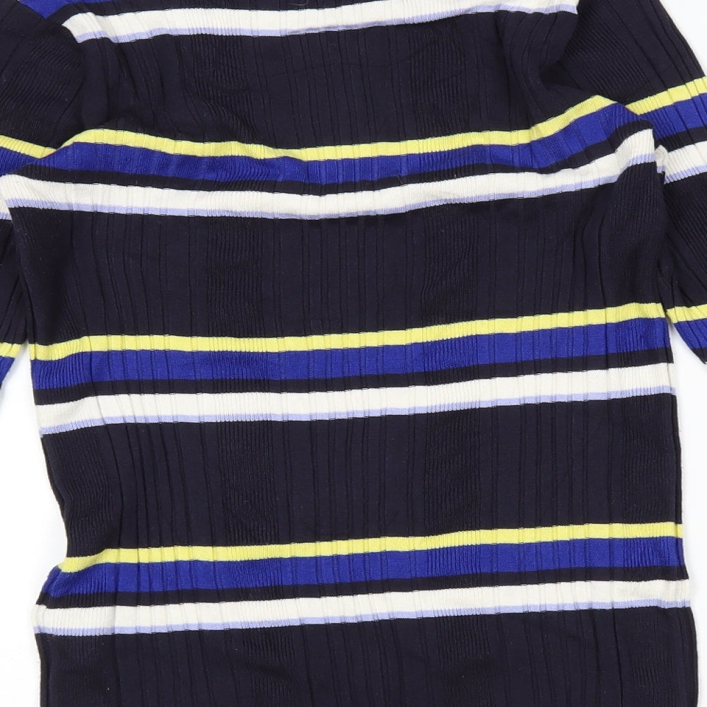 M&S Womens Black Striped  Pullover Jumper Size 12