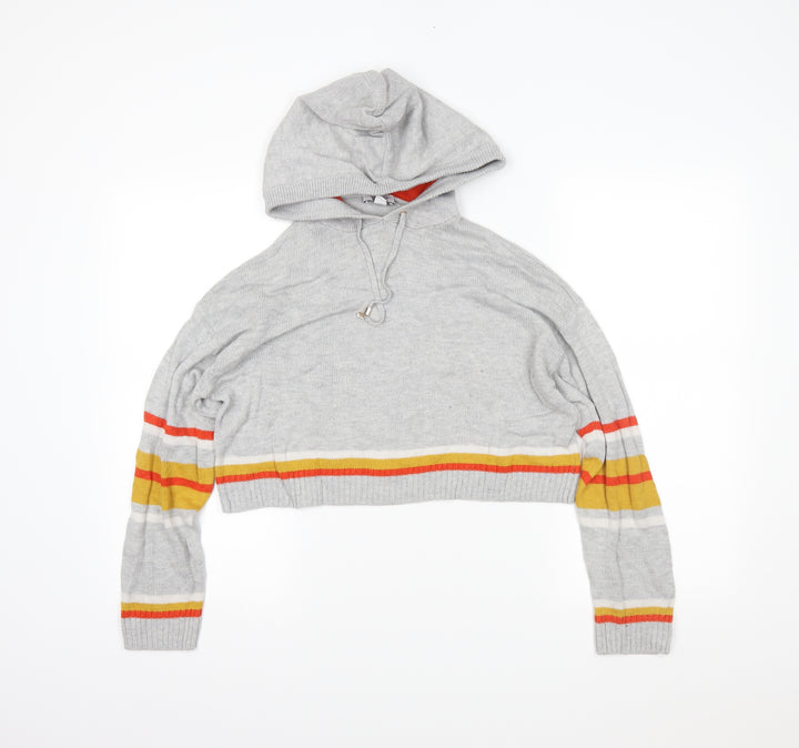 Topshop Womens Grey Striped  Pullover Jumper Size 8