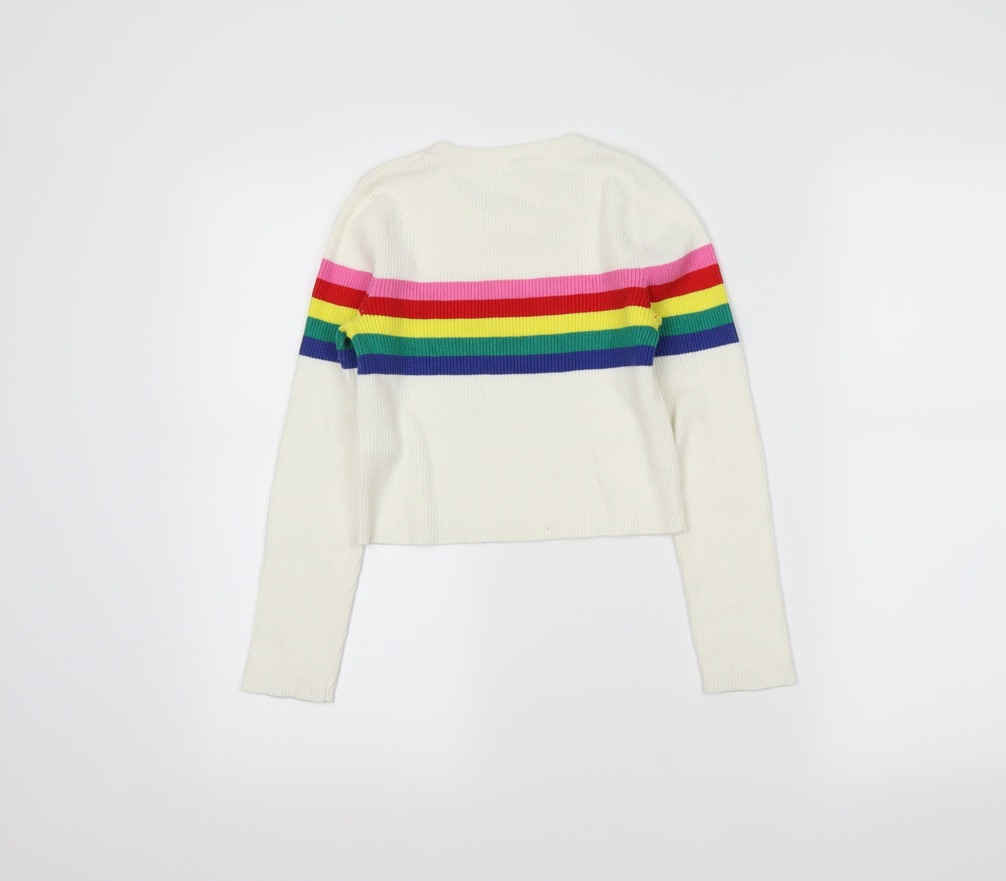 Malibu Girls Ivory Striped  Pullover Jumper Size M
