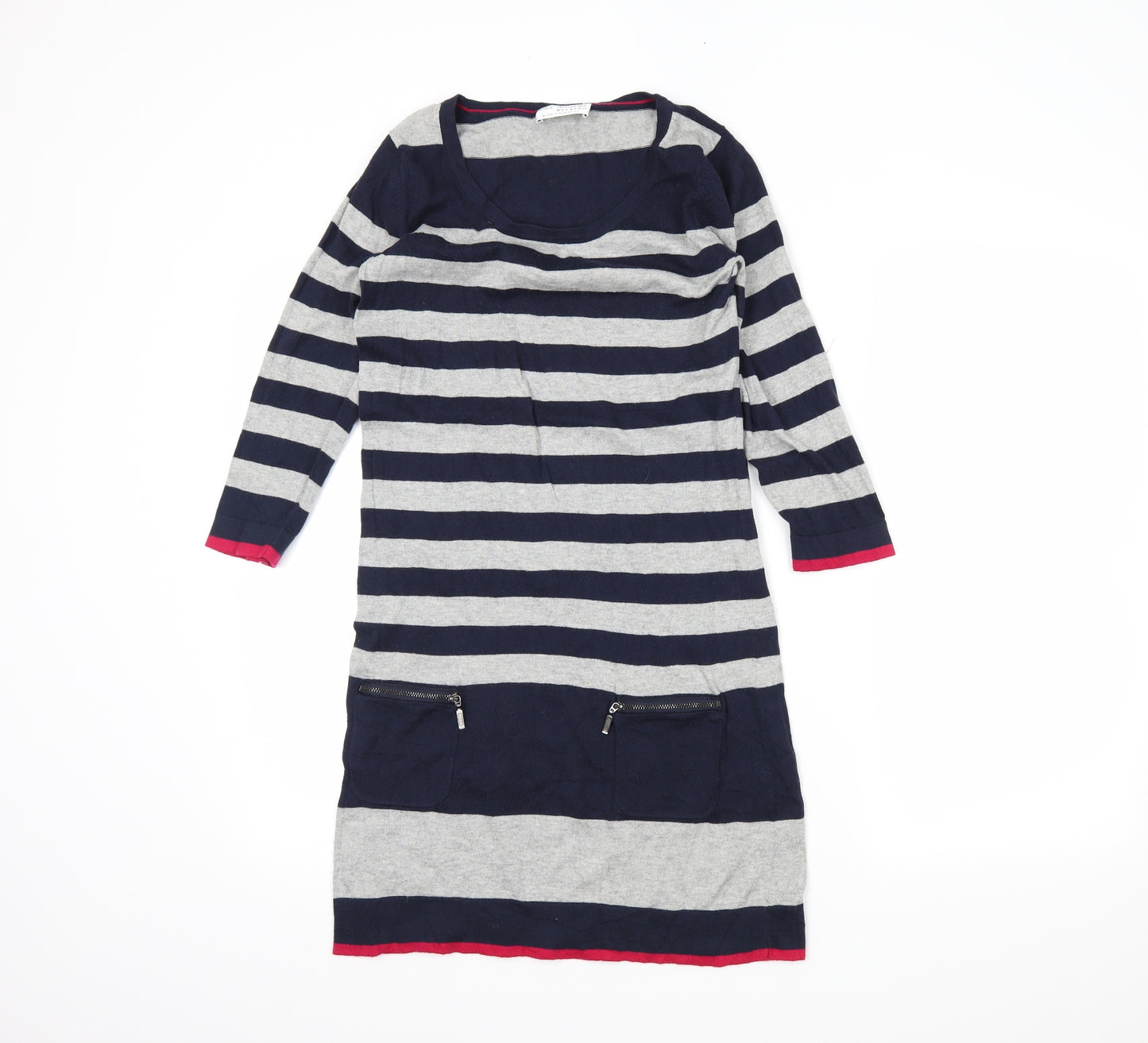 Autograph Womens Blue Striped  Pullover Jumper Size 8