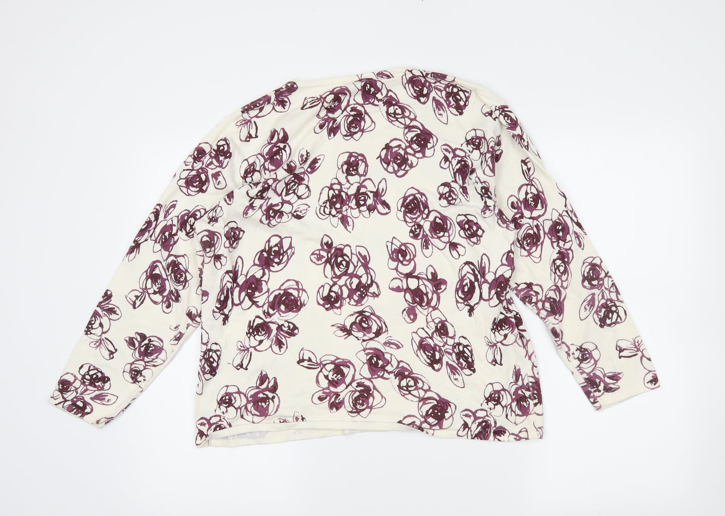 eatsex Womens White Floral  Pullover Jumper Size 18