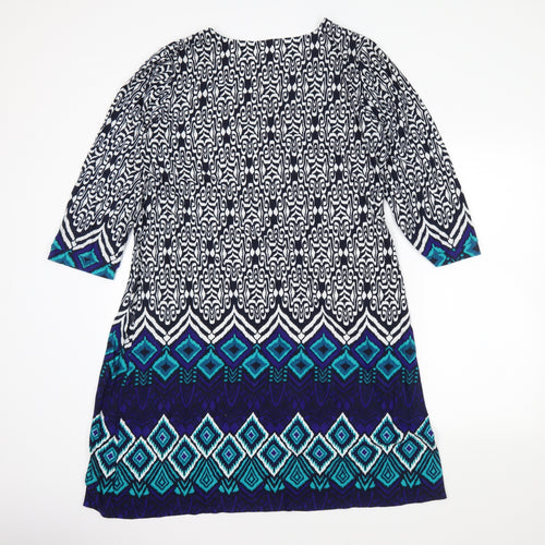 Epilogue Womens Blue Batik  Jumper Dress  Size 20