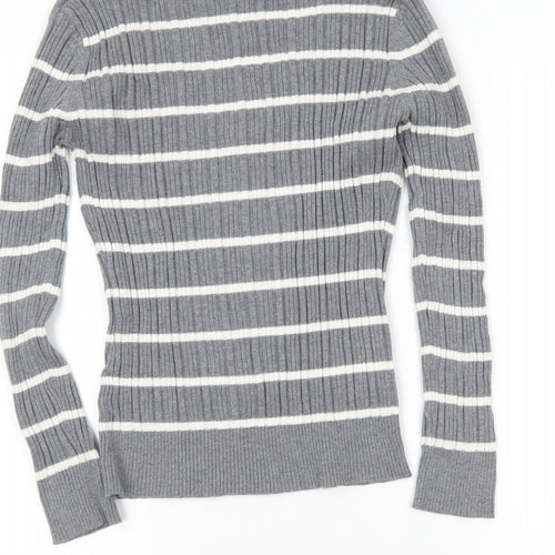 Yessica Womens Grey Striped  Tunic Jumper Size L