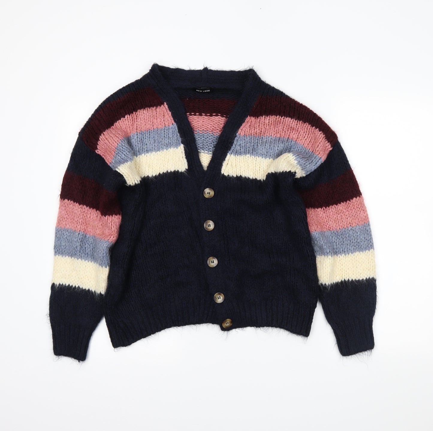 newlook Womens Blue Striped  Cardigan Jumper Size S