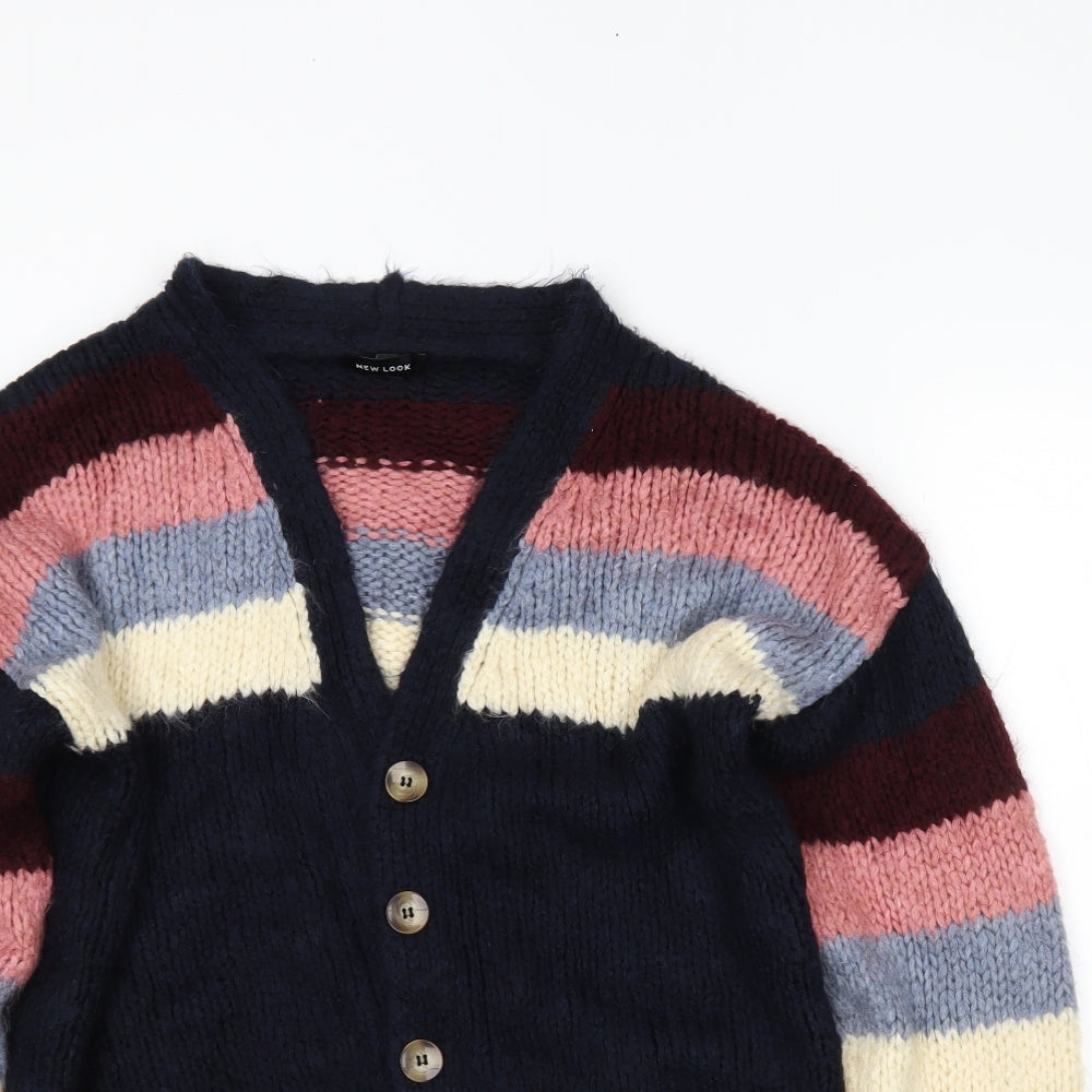 newlook Womens Blue Striped  Cardigan Jumper Size S