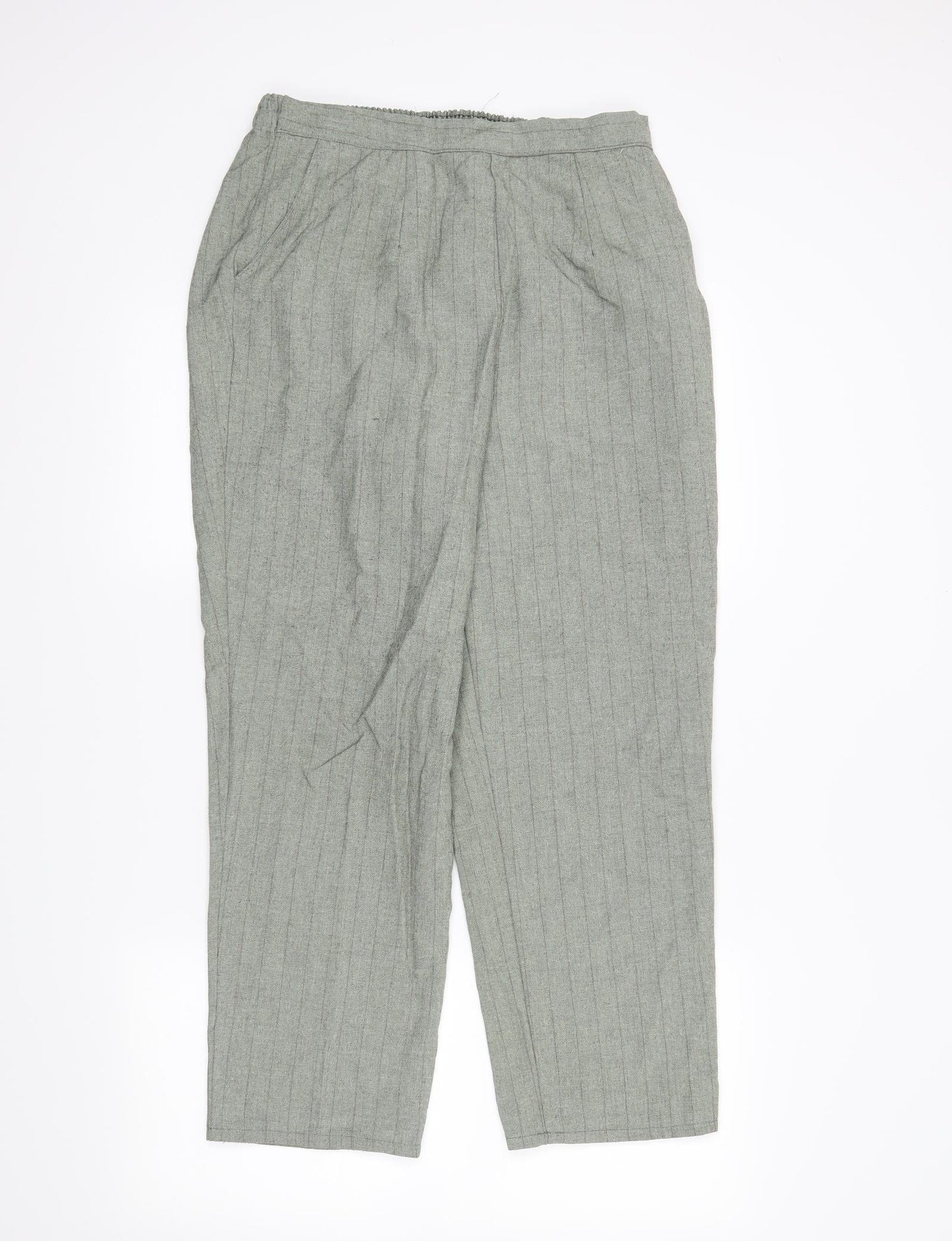 Preworn Womens Green Striped  Trousers  Size 16 L27 in