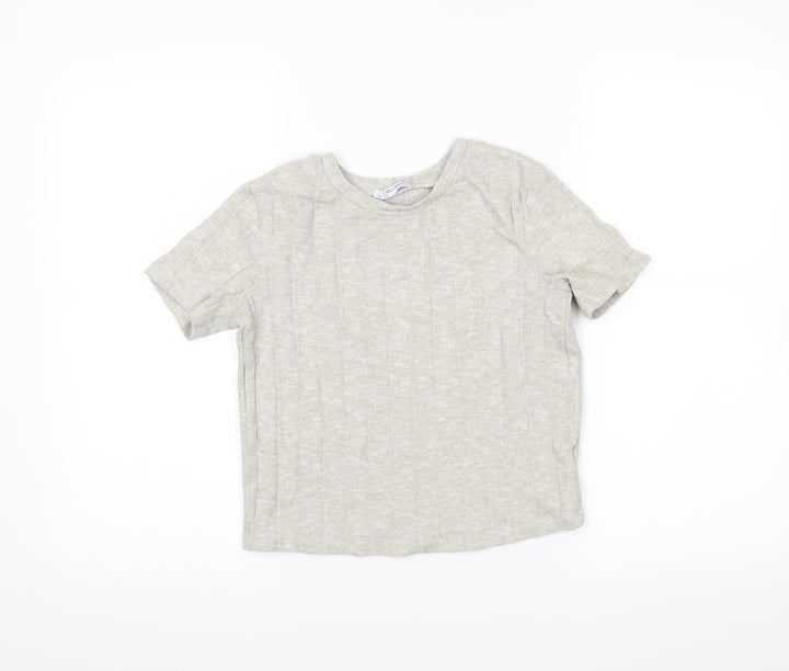 Zara Womens Beige Cropped Polo Size S