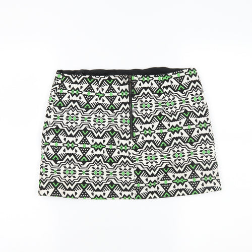 Topshop Womens White Fair Isle  Mini Skirt Size 10