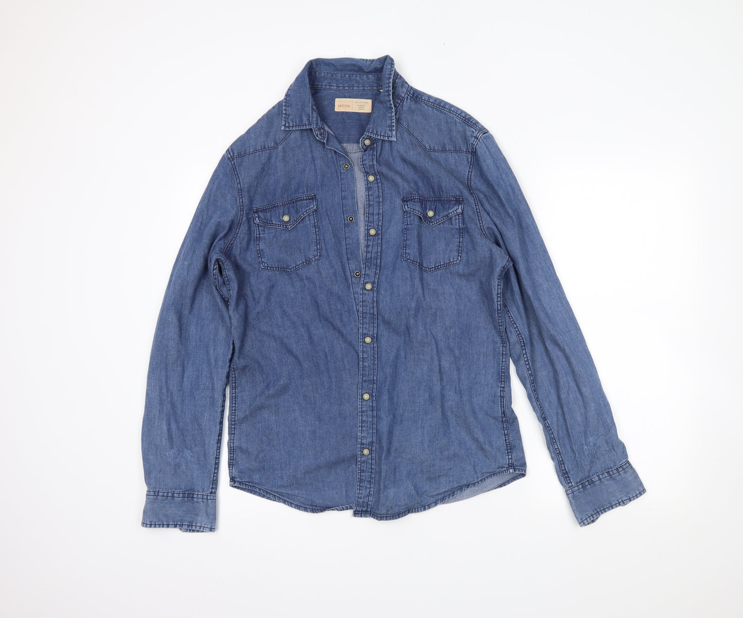River Island Mens Blue    Button-Up Size M