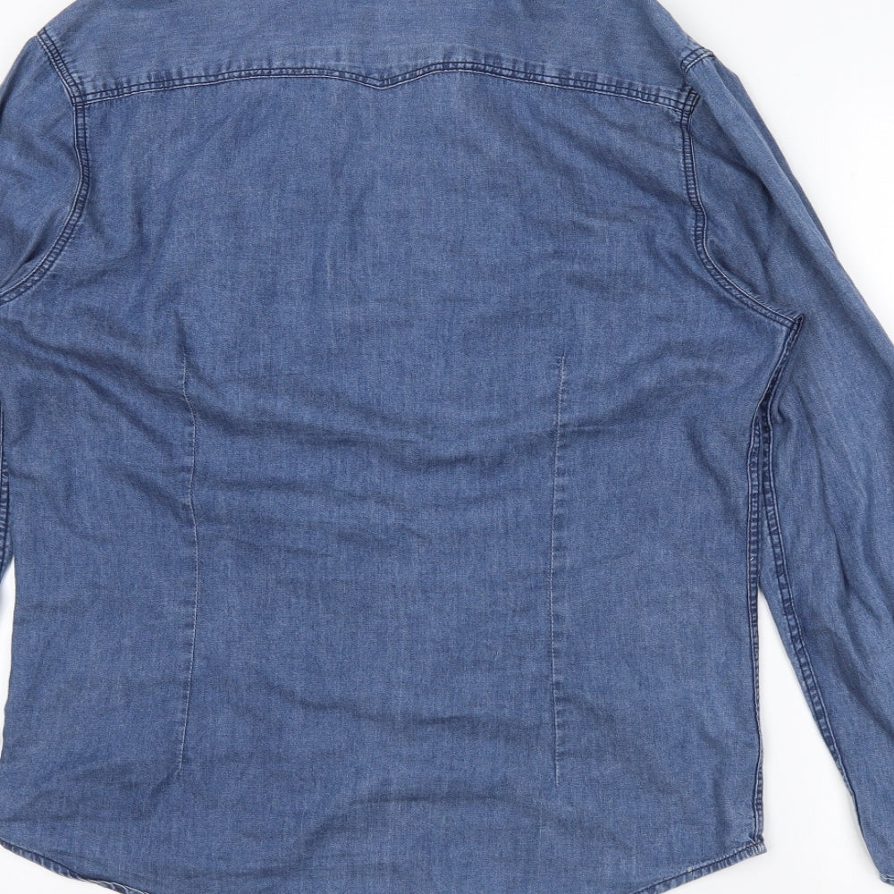 River Island Mens Blue    Button-Up Size M