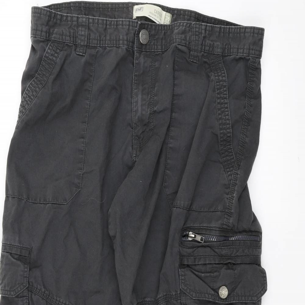 F&F Mens Black   Cargo Trousers Size 36 L30 in