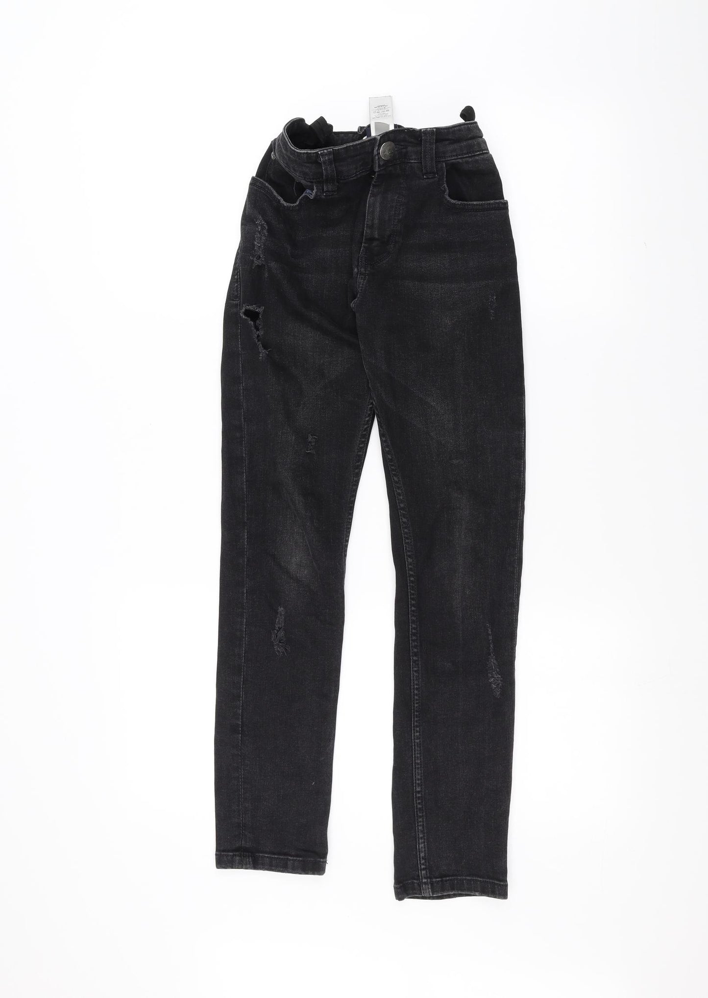 NEXT Boys Black   Straight Jeans Size 11 Years - ripped details