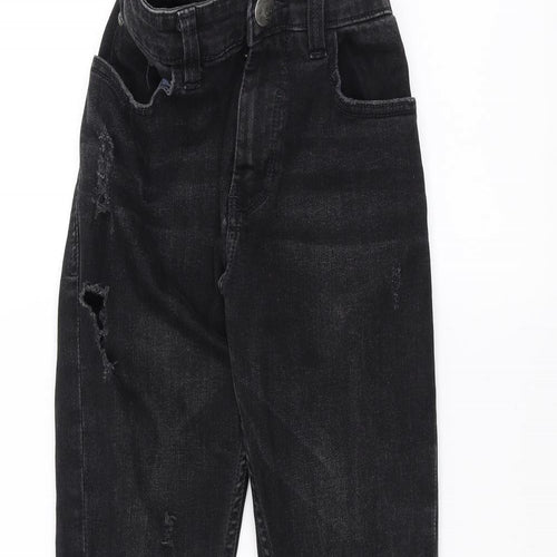 NEXT Boys Black   Straight Jeans Size 11 Years - ripped details