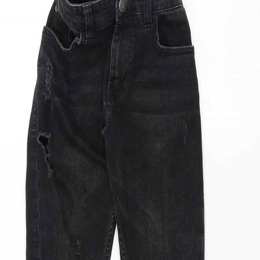 NEXT Boys Black   Straight Jeans Size 11 Years - ripped details