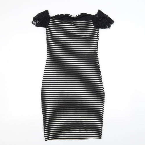 Dreams Womens Black Striped  Pencil Dress  Size 10