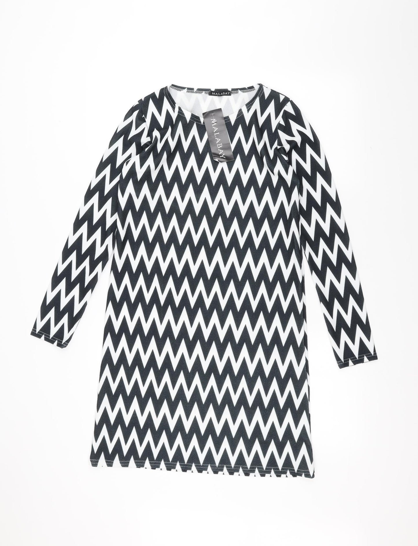 Malabay Womens Black Striped  Pullover Jumper Size 8