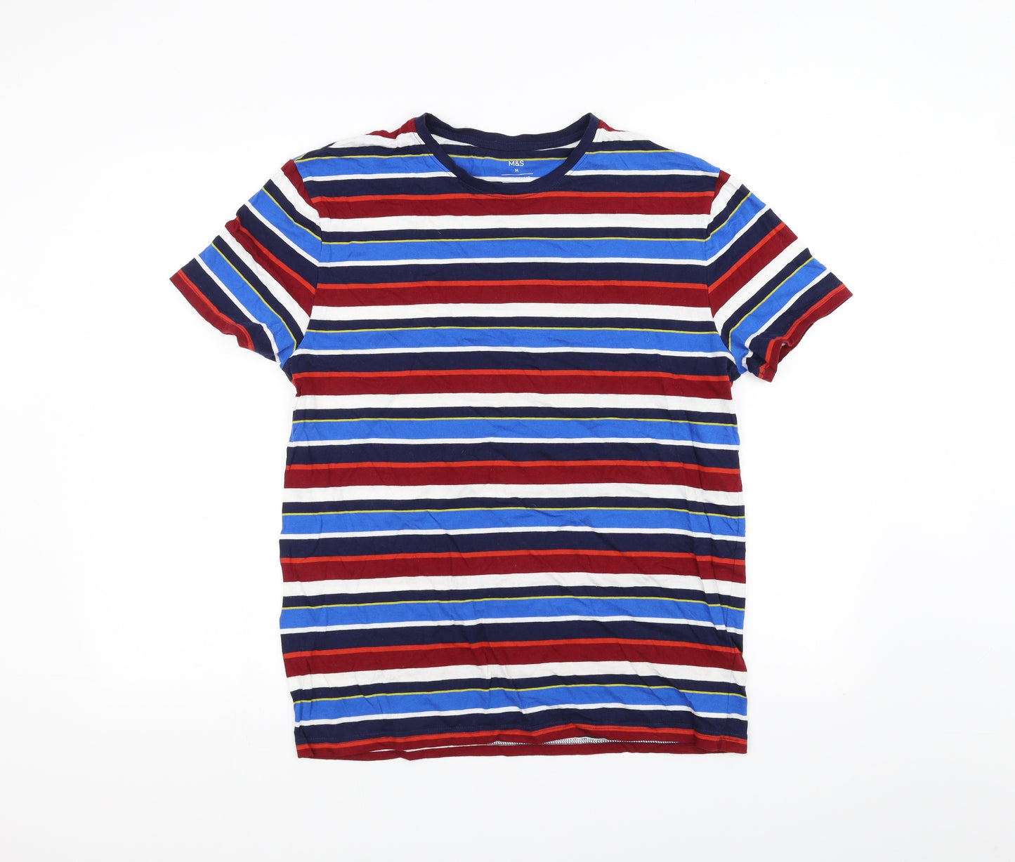 Marks and Spencer Mens Red Striped   T-Shirt Size M