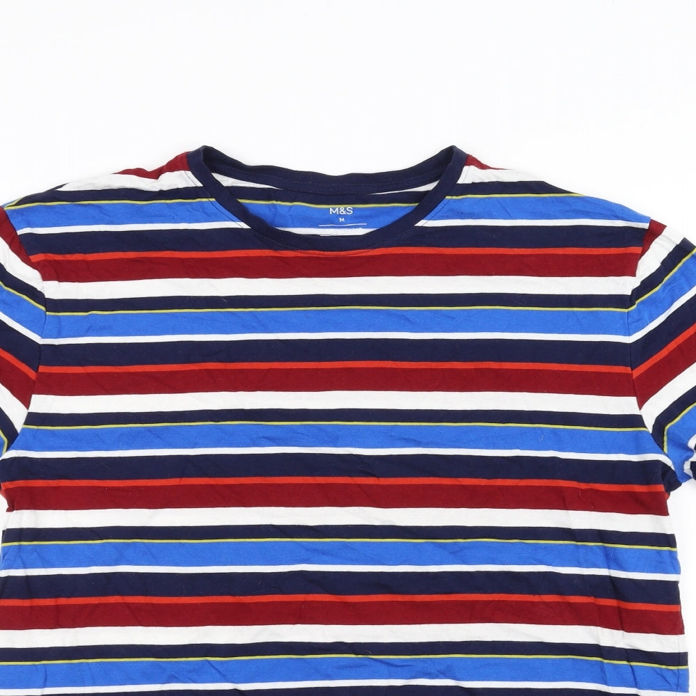 Marks and Spencer Mens Red Striped   T-Shirt Size M