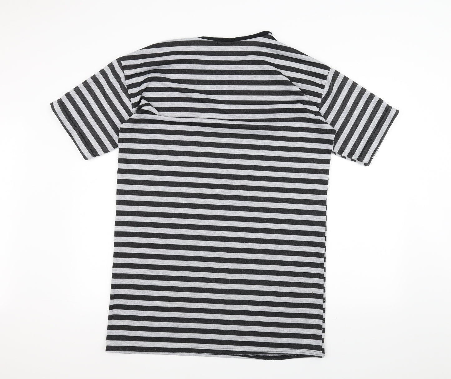 Boohoo Womens Black Striped  Basic T-Shirt Size 12