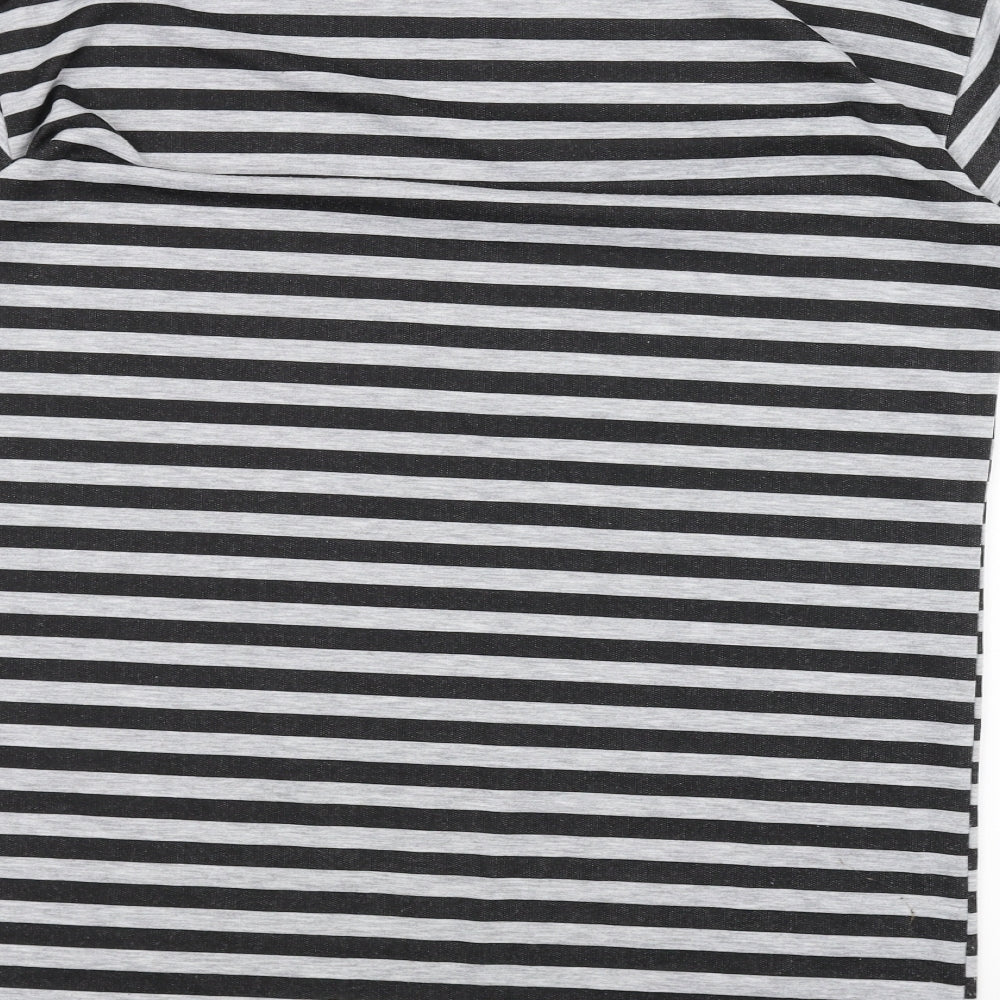Boohoo Womens Black Striped  Basic T-Shirt Size 12