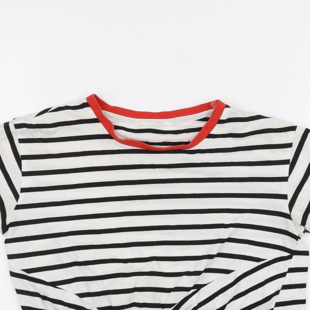 Candy Couture Womens White Striped  Cropped T-Shirt Size 10