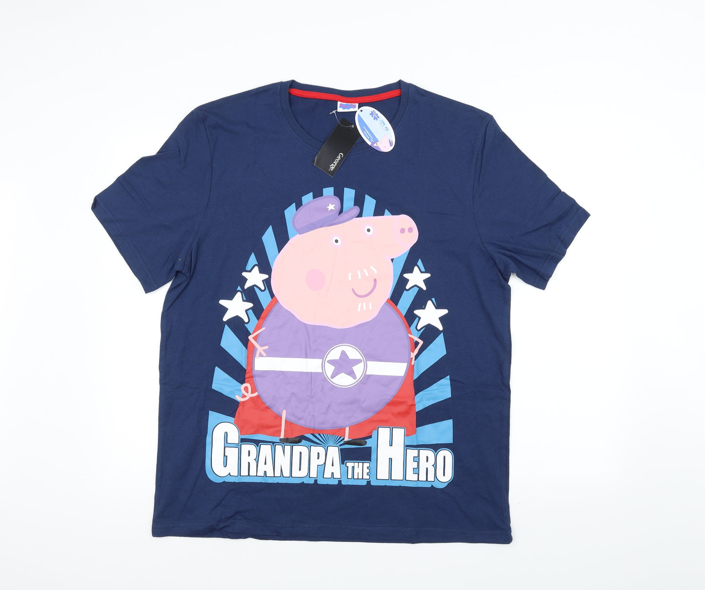 George Mens Blue    T-Shirt Size L  - peppa pig