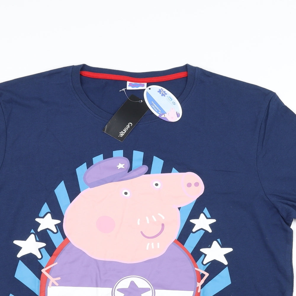 George Mens Blue    T-Shirt Size L  - peppa pig