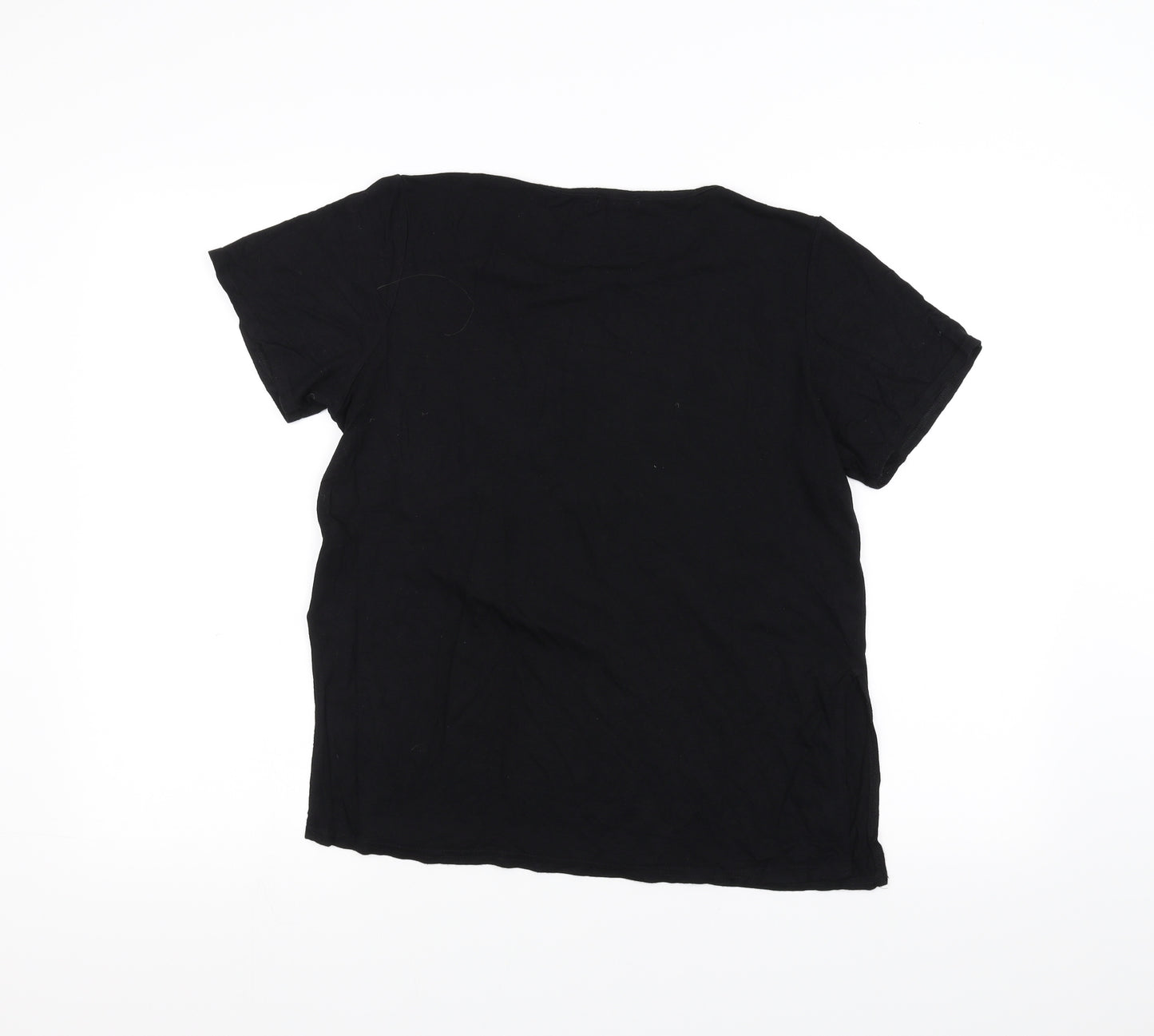 Boohoo Womens Black Floral  Basic T-Shirt Size 12