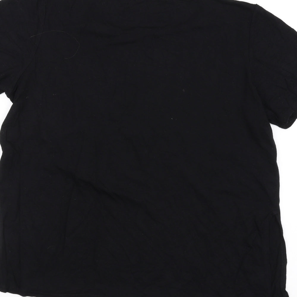 Boohoo Womens Black Floral  Basic T-Shirt Size 12